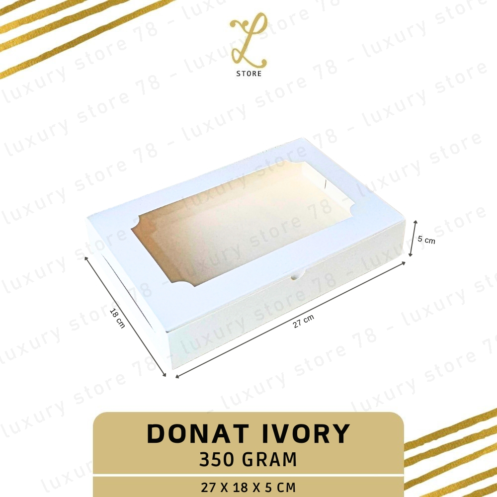 [27X18X5 CM] (10 pcs) DUS DONAT IVORY | Box Donut Polos - Dus Donat Putih - Box Putih Polos Donat