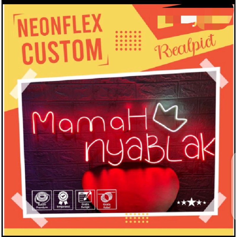 1.paket lampu nama / tulisan tinggal nyalain,neon flex,custom,premium,murah,promo lampu hias cantik