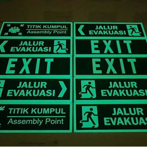 

SIGN / RAMBU PAPAN JALUR EVAKUASI GLOW IN THE DARK 30x10 cm - Papan Tanda Arah Nama Plakat Signage Akrilik dan sign ACP 3mm
