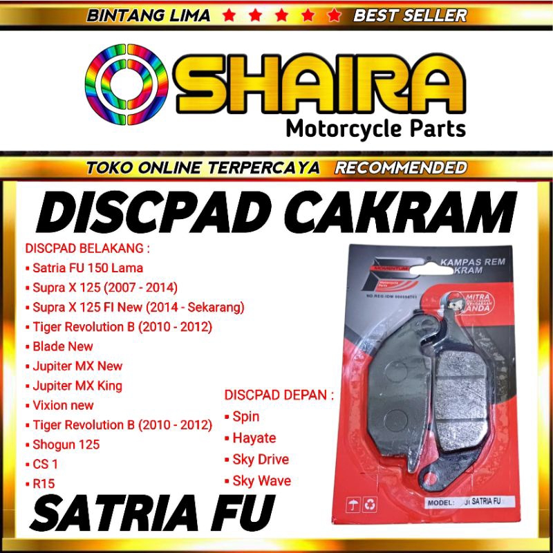 DISCPAD KAMPAS REM BELAKANG SATRIA FU 150/SUPRA X 125 FI CS1 ARV/BLADE SATRIA FU 150/ DISCPAD SATRIA