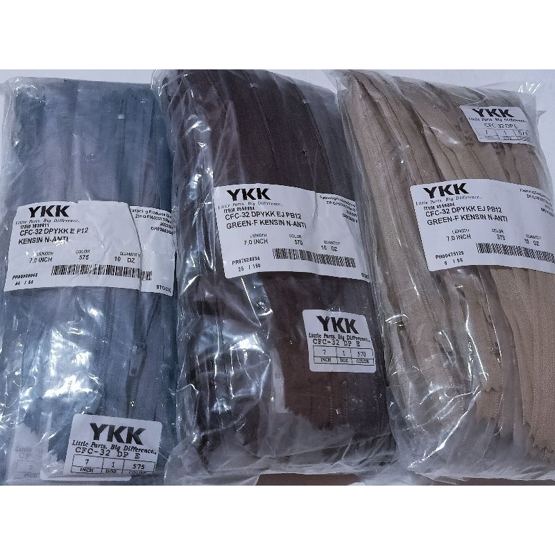 1 Lusin Resleting 7 Inch CFC-32 Kepala Besi Cat Abu abu SMA 575 Coklat Pramuka 570 Cream Tua 573 Rit