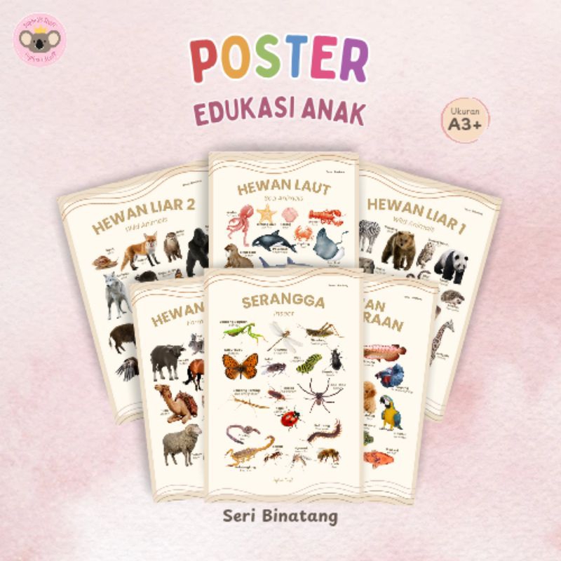Poster Edukasi Anak Seri Binatang | Poster Estetik | Poster Binatang