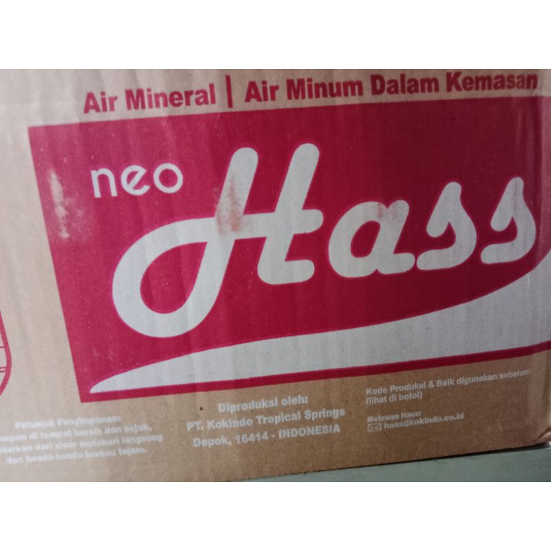 

air mineral hass ukuran 535 ml satu karton isi 24 pcs