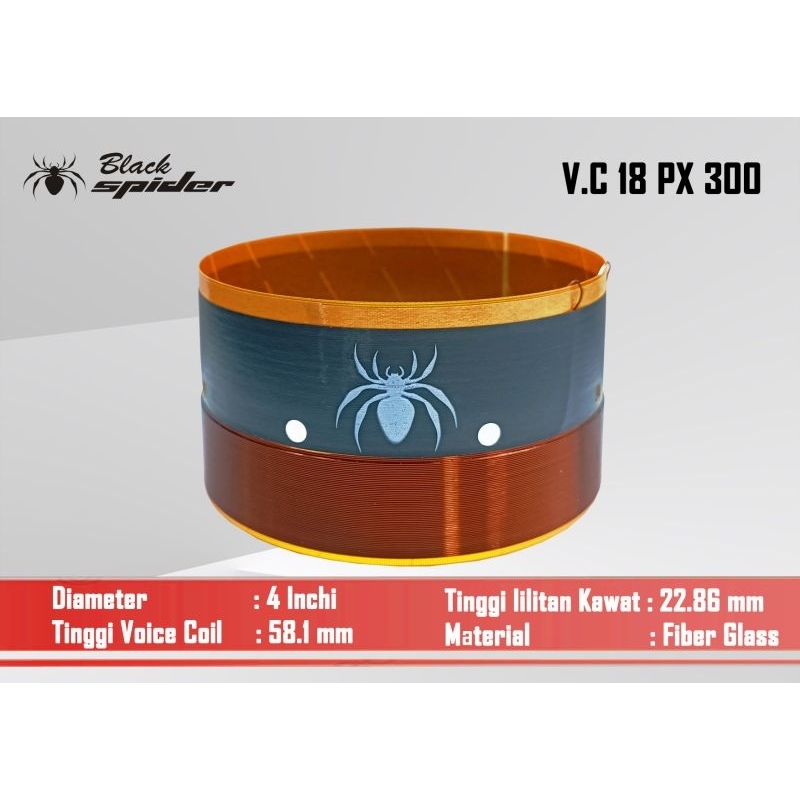 SPUL SPIKER BLACKSPIDER BS 18 PX 300 VOICE COIL SPEAKER 4INCHI SPOOL SPEAKER 4"