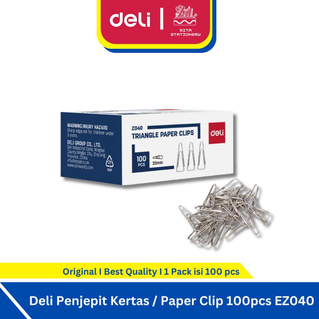 

Deli Klip Penjepit Kertas / Paper Clip High Quality Metal 100pcs EZ040 Murah