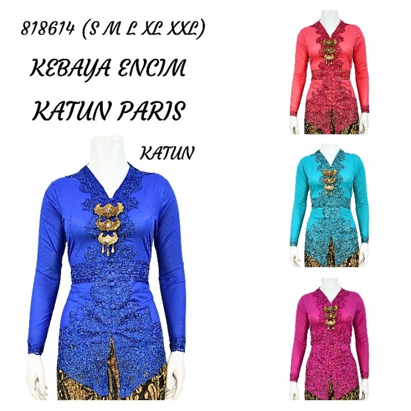 Indah Collection KEBAYA ENCIM LENGAN PANJANG BORDIR SENADA KATUN PARIS KEBAYA WISUDA KEBAYA KATUN KE