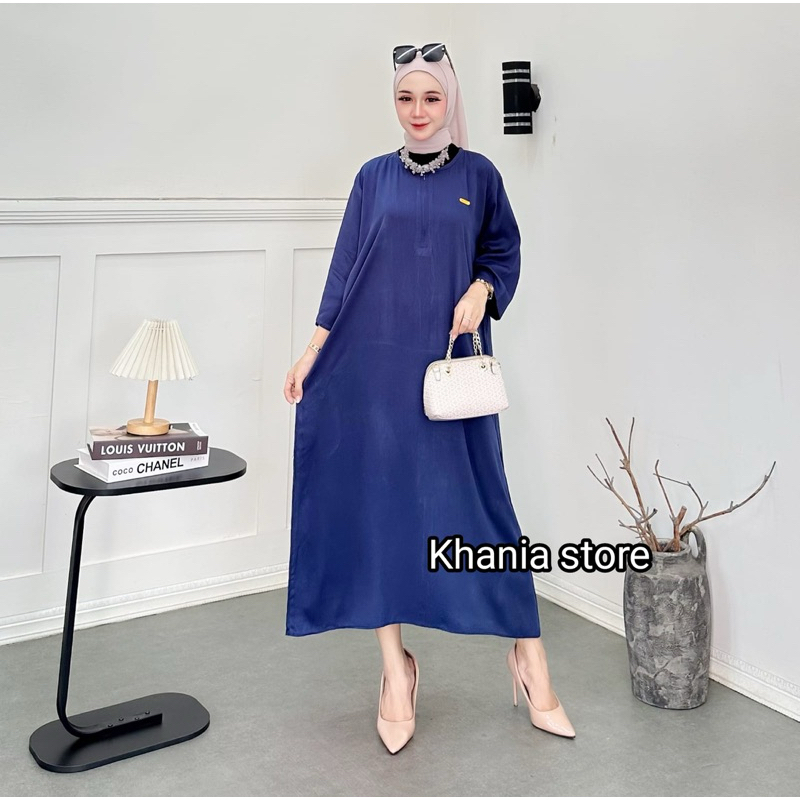 Gamis Daster Midi Rayon Twill Premium Lengan 3/4// Daster Bumil Busui a