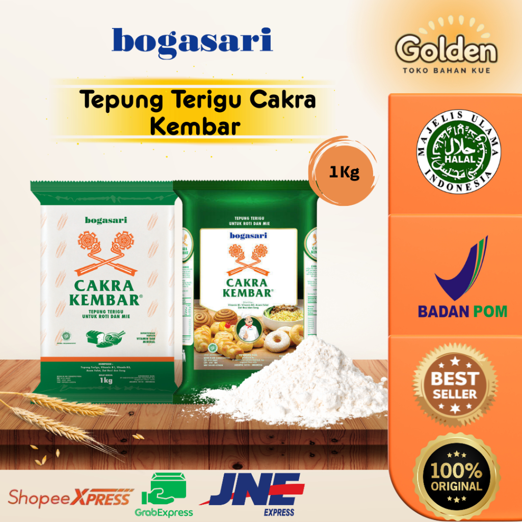 

BOGASARI Tepung Terigu CAKRA KEMBAR Ekonomis / Premium Pack 1 kg / Tepung Terigu 1 kg