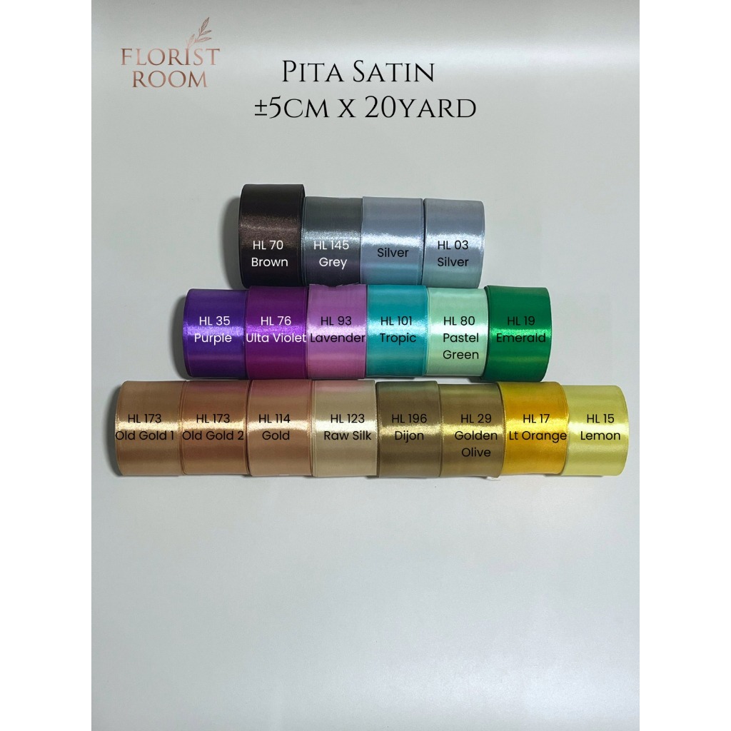 

Pita Satin 5cm - Ribbon - kado - hadiah - florist - barang florist - kertas kado