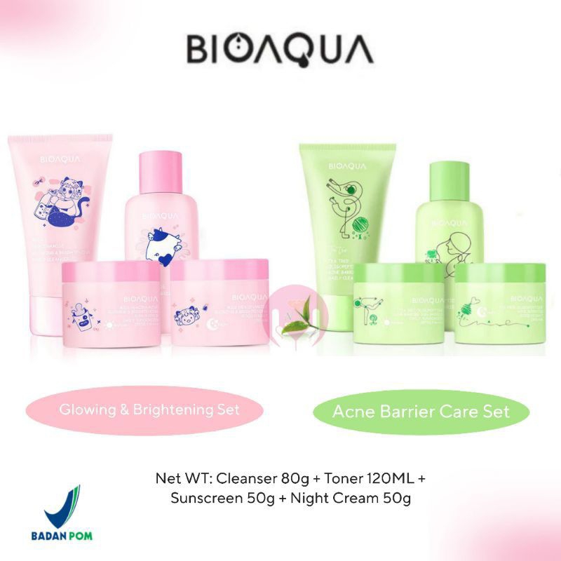 BIOAQUA PAKET SKINCARE BRIGHTENING SET/TEA TREE ACNE/bioaqua skincare anak
