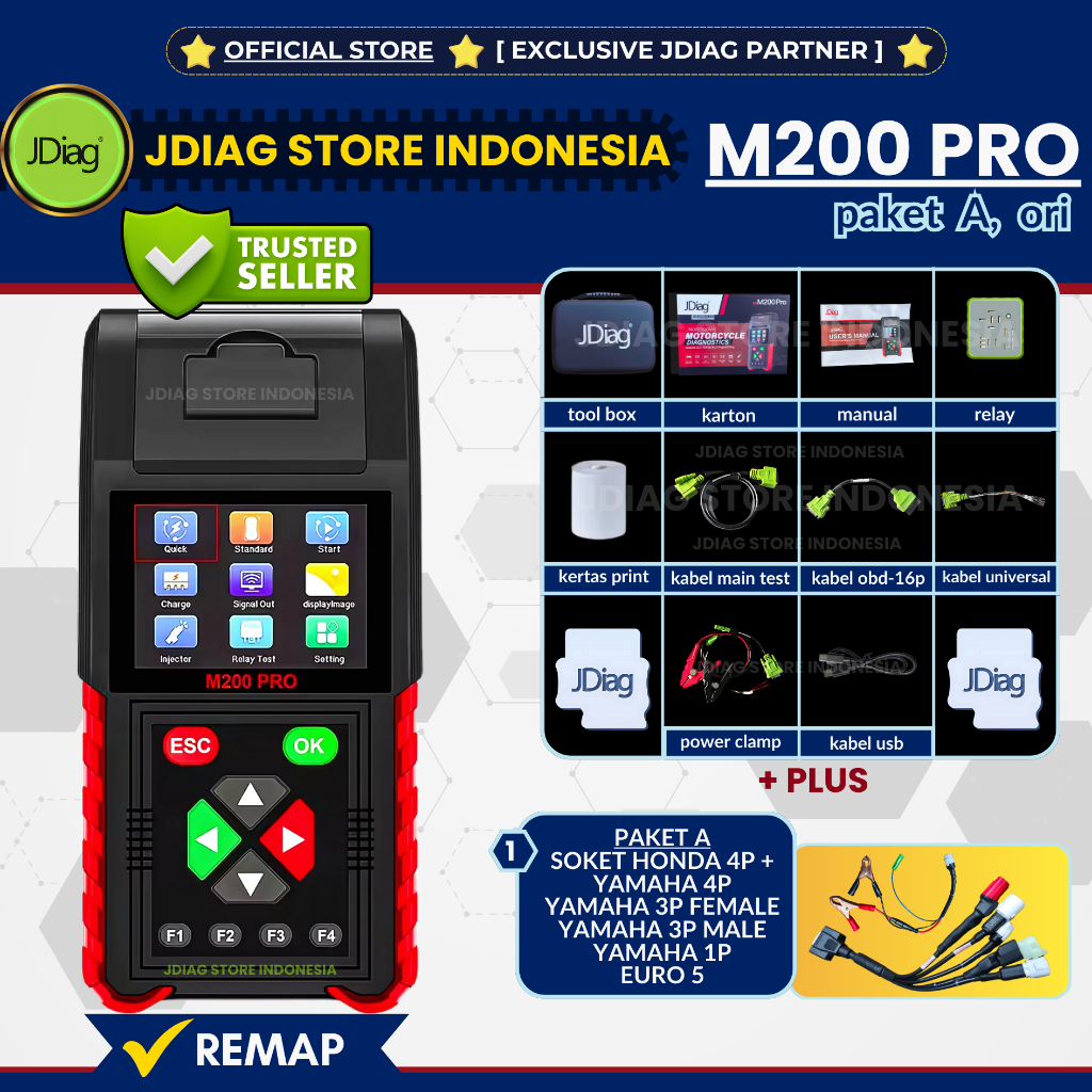 M200PRO JDIAG REMAP ECU HONDA JDIAG M200 PRO WITH PRINTER SCANNER SEMUA MOTOR