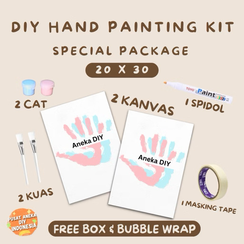 

DIY Hand Painting Kit 1 Set Canvas Board Couple | Kanvas Lukis Cap Tangan Pasangan 20x30