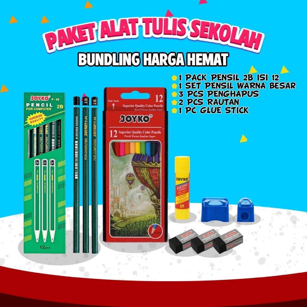 

Paket alat tulis sekolah pintar /paket ATK sekolah hemat/paket alat tulis lengkap JOYKO
