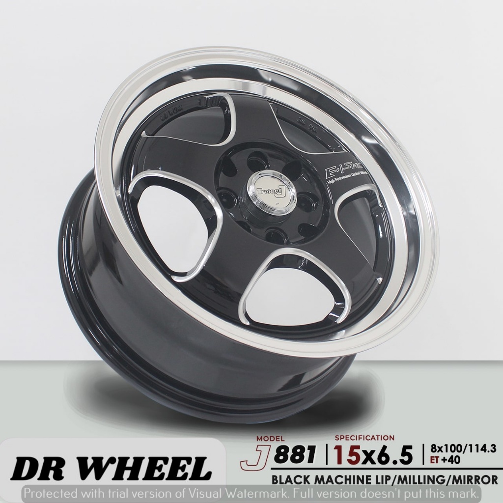 Velg mobil palang 5 ring 15 lebar 65 hole 4x100 warna black milling