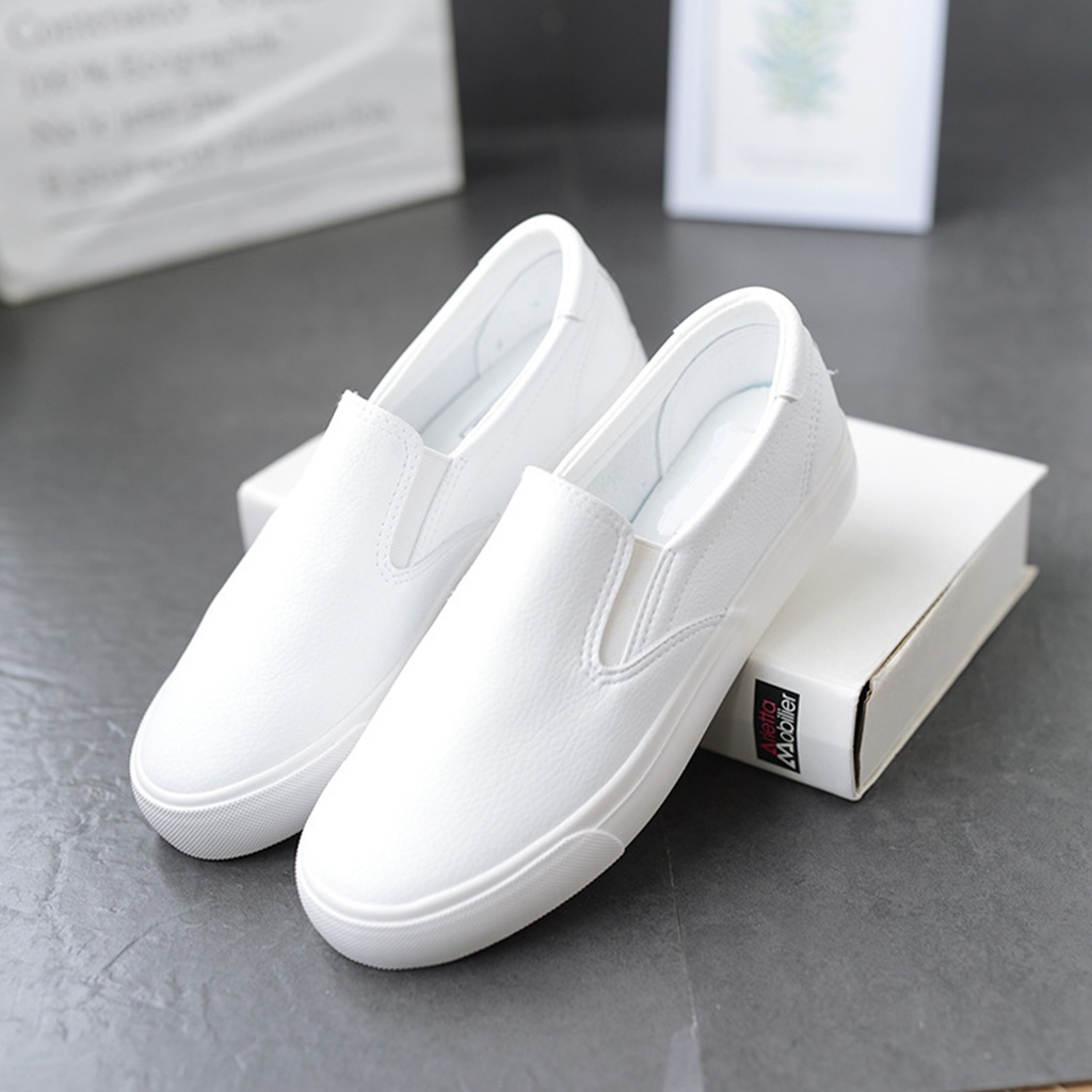 Sepatu putih polos / sepatu putih tanpa tali / sepatu tanpa tali / sepatu lukis