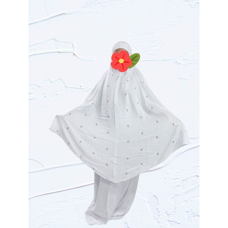 mukenah rayon bordir bunga tabur renda kecil