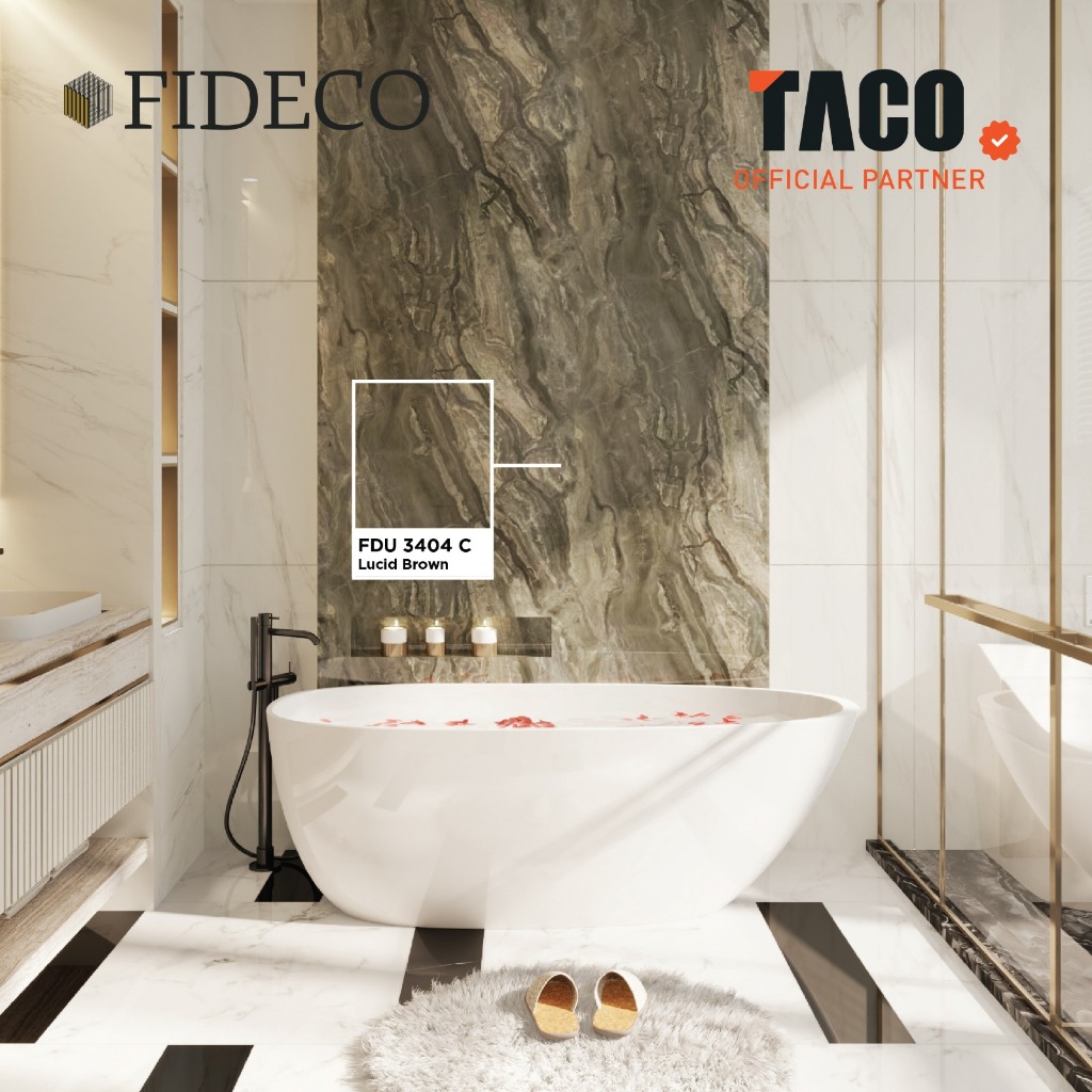 TACO Fideco 2D Wall Panel Stone Series Tebal 3mm Ukuran 122cm x 290cm per Lembar - FDU 3404 C Lucid 