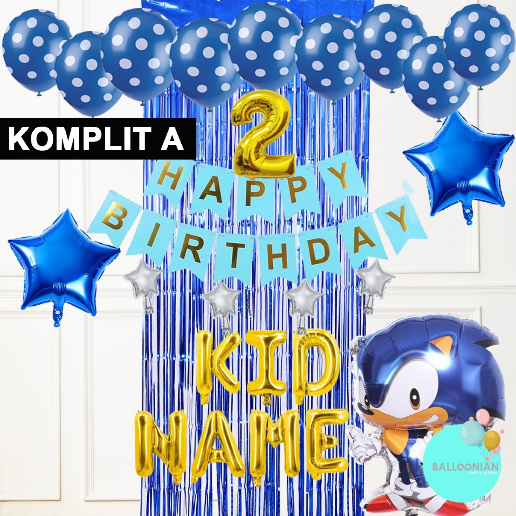 SONIC SIMPLE DECOR/DEKORASI ULTAH ANAK/BALLOON FOIL/BALON SONIC