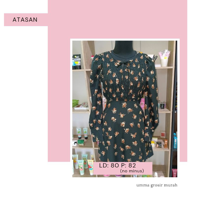 27 Baju Atasan Tunik Motif Hitam Bunga
