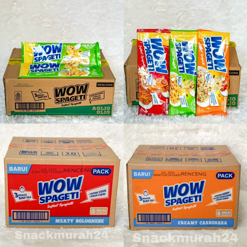 

Wow Spageti Instant All Variant 1 Dus isi 40 Aglio Olio Meaty Bolognase Cream Carbonara