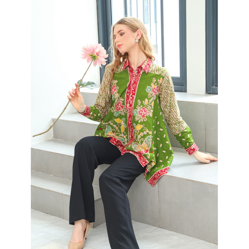 Batik Tulis Wanita Batik Modern Wanita Batik Premium Wanita Almajiwa - Indriya Hijau terlaris