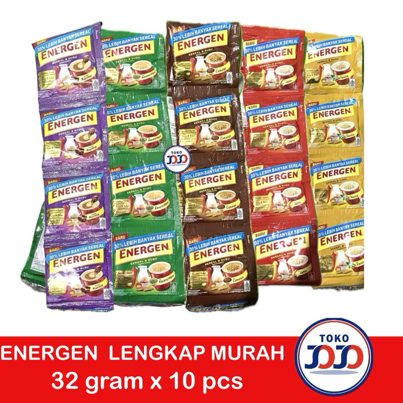 

Energen Susu dan Sereal Rentengan 32 gram 10 pcs - Susu Vanilla, Cokelat, Kacang hijau, Jahe, Kurma