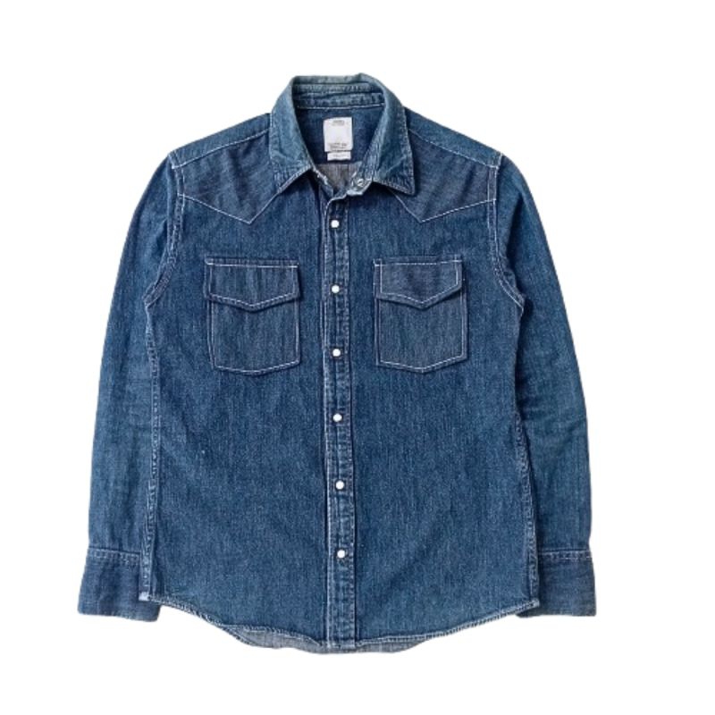 Longshirt / Kemeja Visvim Socila Sculpture Denim Shirt VS0001821 Men Womebln Preloved Outer