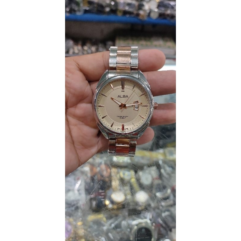 jam tangan pria Alba stainless steel anti air anti karat Gold Silver