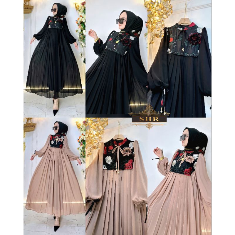 SHR ORI READY GAMIS HARUM MAWAR NEW MIDI DRESS KATUN BORDIR  BY SHR ORI