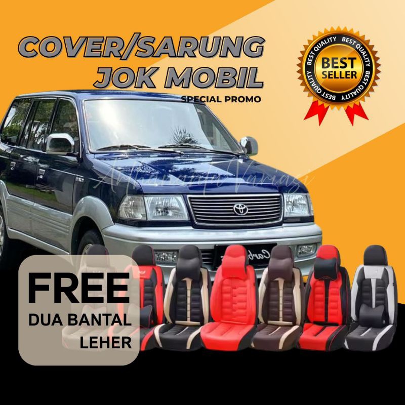 Cover/Sarung Jok Mobil Kijang Krista,LSX,LX,SX Fullset 3 baris free 2 bantal leher