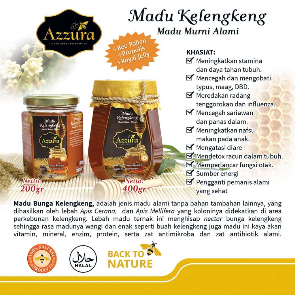 

MADU ASLI DARI AZZURA MADU KELENGKENG+BEEPOLEN+PROPOLIS DAN ROYAL JELY