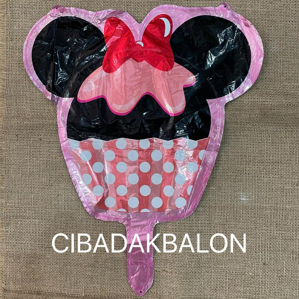 Balon Foil Cupcake Mickey Minnie Mouse / Foil Kecil