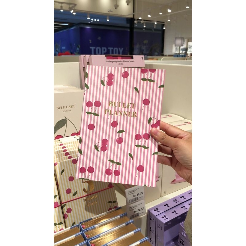 

[JASTIP FLYING TIGER] Pink Bullet Planner Cherry Journal || Buku Tulis Cantik Warna Pink Motif Buah Ceri