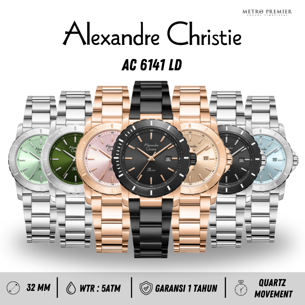 Jam Tangan Alexandre Christie Wanita AC6141 AC 6141 LD Analog Stainless Steel Original & Garansi Res