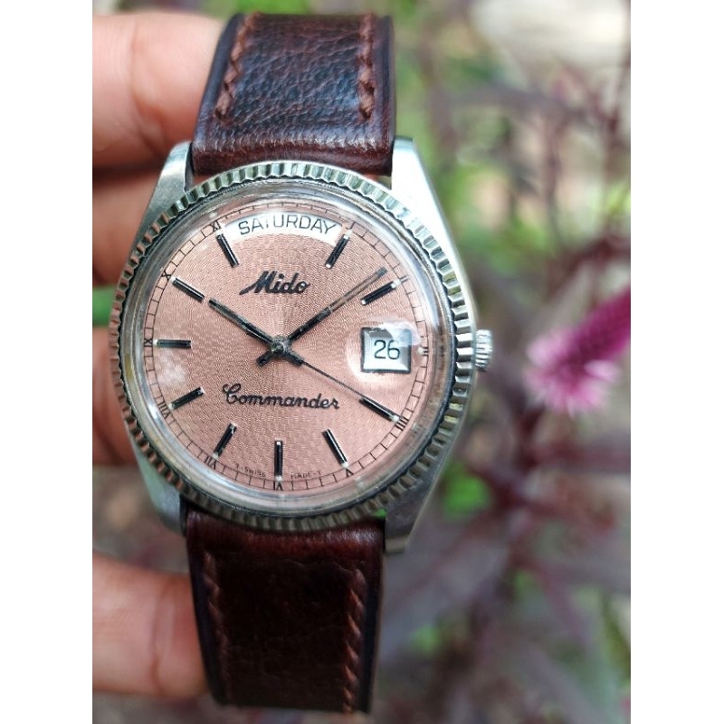 Jam Tangan Mido Commander President Salmon Dial Automatic Original 8299 Rare
