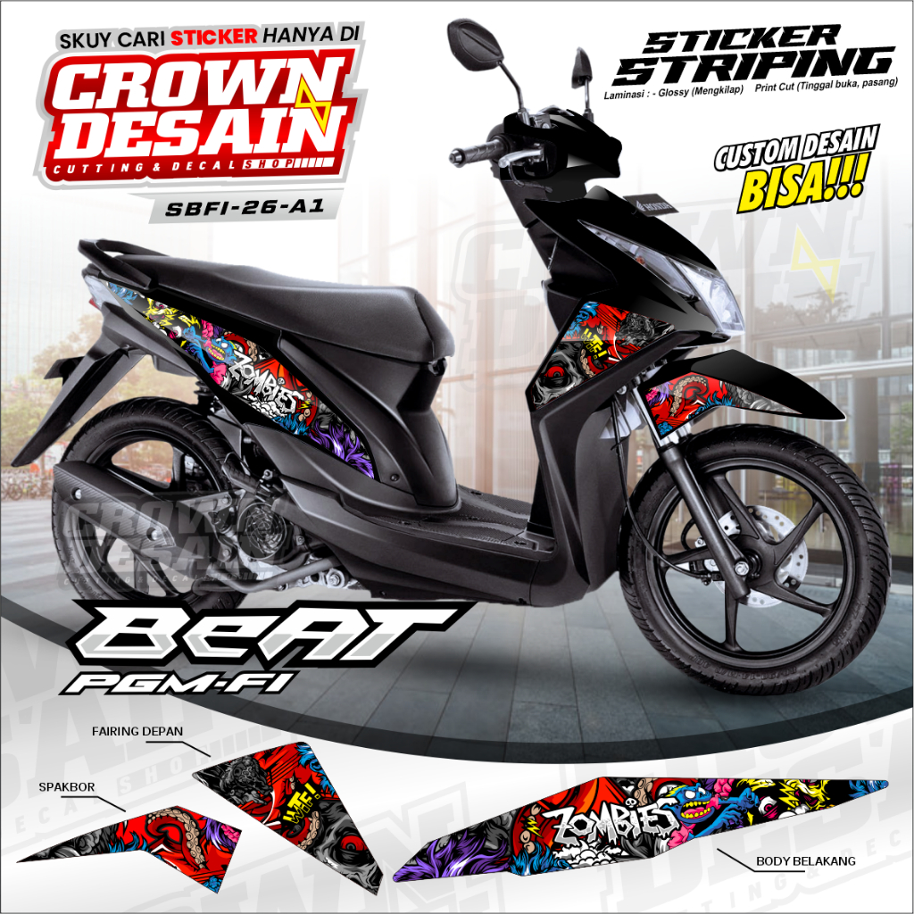 Stiker Striping Honda Beat FI Variasi Stiker, Striping Beat Fi, Custom Desain, Stripping Setiker