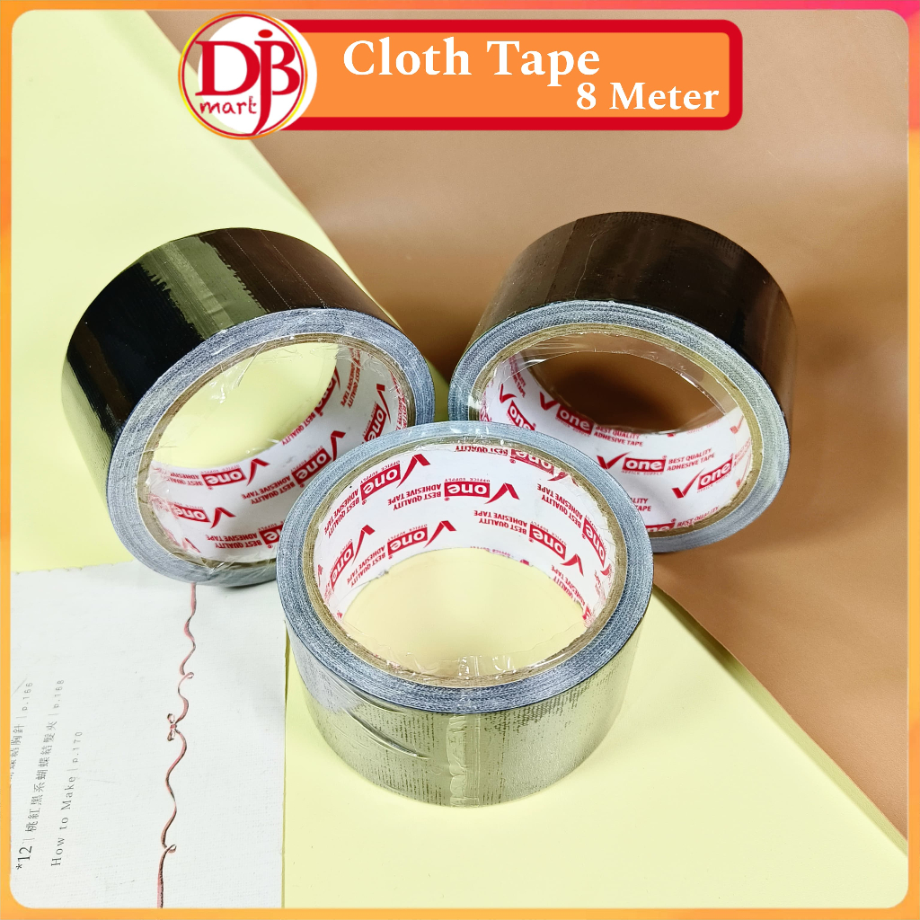 

DJB - Cloth Tape Black Merek V ONE Kuat & Lengket | Lakban Hitam 8 Meter Untuk Jilid Premium