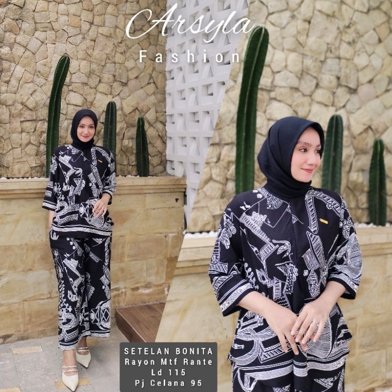BONITAA SET BY ARSYLA//ONE SET ARSYLA//SETELAN MAMA ROSA KOMBINASI TWILL