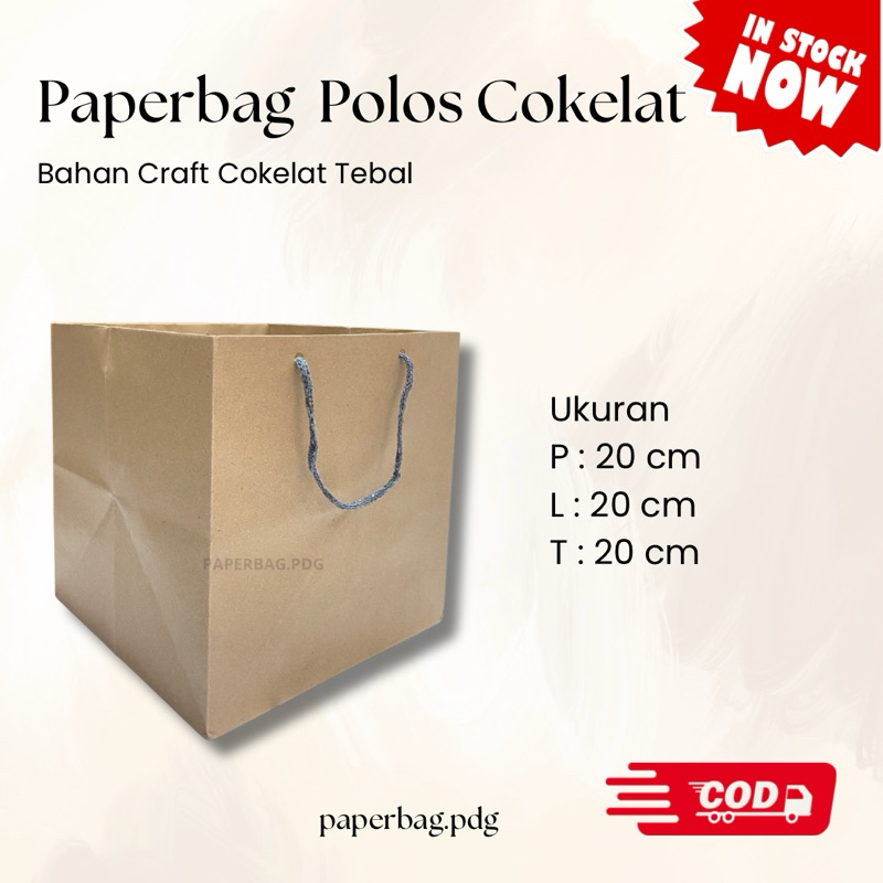 

Paperbag Coklat Besar Polos Uk. 20x20x20 cm | READY STOCK | Paperbag Produk | Paperbag Ulangtahun