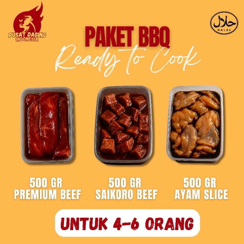 

Paket BBQ Komplit Mix Beef Slice + Ayam Slice + Saikoro Marinasi
