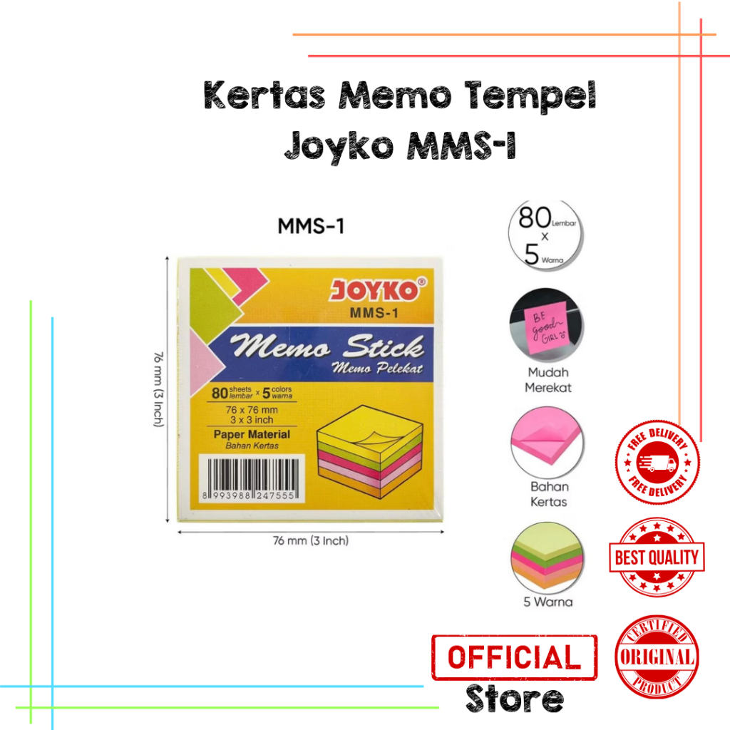

TBMO Memo Stick Kertas Memo Tempel Sticky Note Joyko / Sticky Notes Joyko