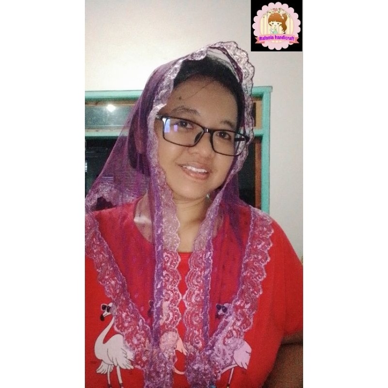 Mantilla warna liturgi/Mantilla polkadot/Mantilla segitiga/Kerudung misa/Mantila