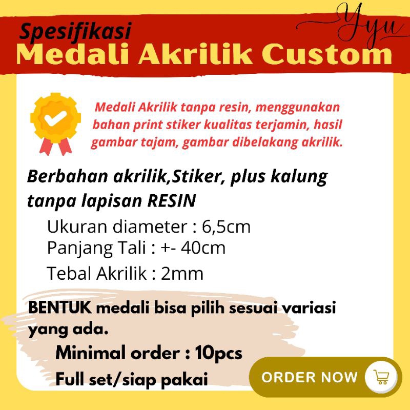 

medali akrilik custom bagus buat hiasan ulang tahun, dan wisuda