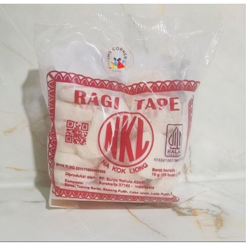 

Ragi tape NKL na kok liong istimewa 1 bungkus isi 25 butir