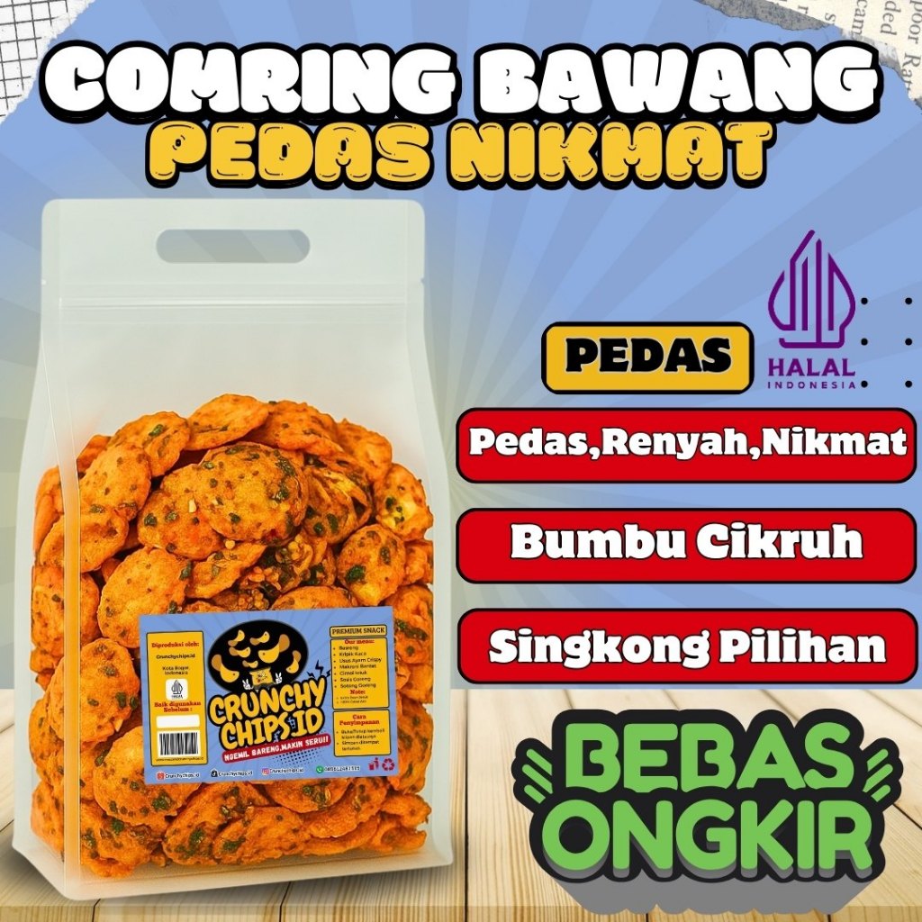 

Cemilan Kecimpring Comring Bawang Pedas Gurih Sultan Kiloan Bumbu Rempah Daun Jeruk Renyah Nikmat