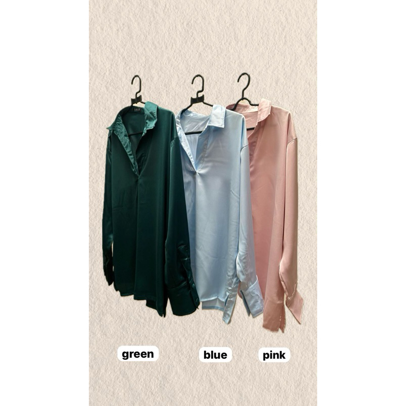 Blouse satin silk premium kerah skipper