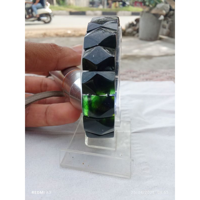 Gelang Black Jade Tembus original asli Aceh Model Petak Cutting