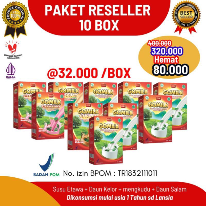 

[ PAKET RESELLER 10 BOX ] GOMILK Susu Kambing Etawa Plus Herbal