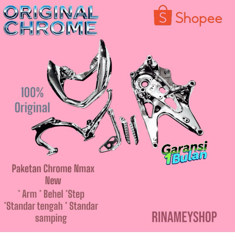 paketan chrome yamaha nmax new arm behel step standar fulset chrome