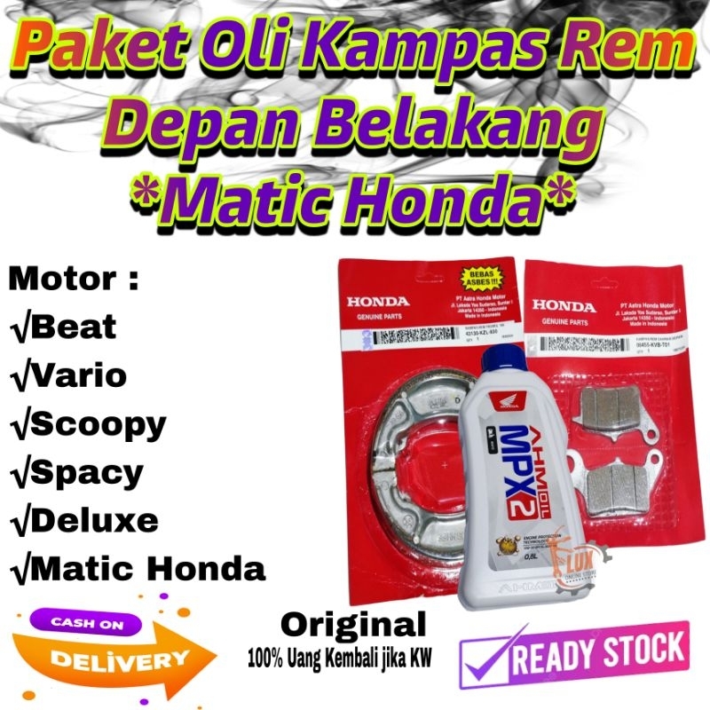 Paket Original Oli Mpx2 Kampas Rem Depan Belakang BeAT Scoopy Vario,Stylo, Beat Esp Kampas rem set